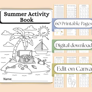 Kids coloring book Children activity books printable editable kids summer activities digital download prints toddler coloring digital books
