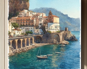"Amalfiküste - ""Amalfi Küste"" Leinwanddruck: Italienisches Küstenlandschaft."