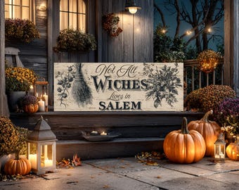 Witchy Halloween Sign: Gothic Home Decor Canvas Wall Art