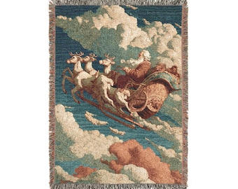 Victorian Santa Claus Sleigh Art Print: Vintage Christmas Illustration