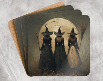 Halloween-achtbaanset heksen onder volle maan: spookachtig gotisch decor