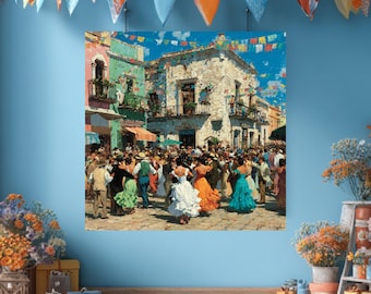 Fiesta del Chico Poster: Vibrant Mexican Dance Scene Canvas Art