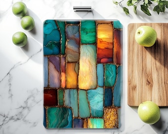 Tabla de cortar de mosaico de vidrieras / Decoración abstracta de cocina industrial