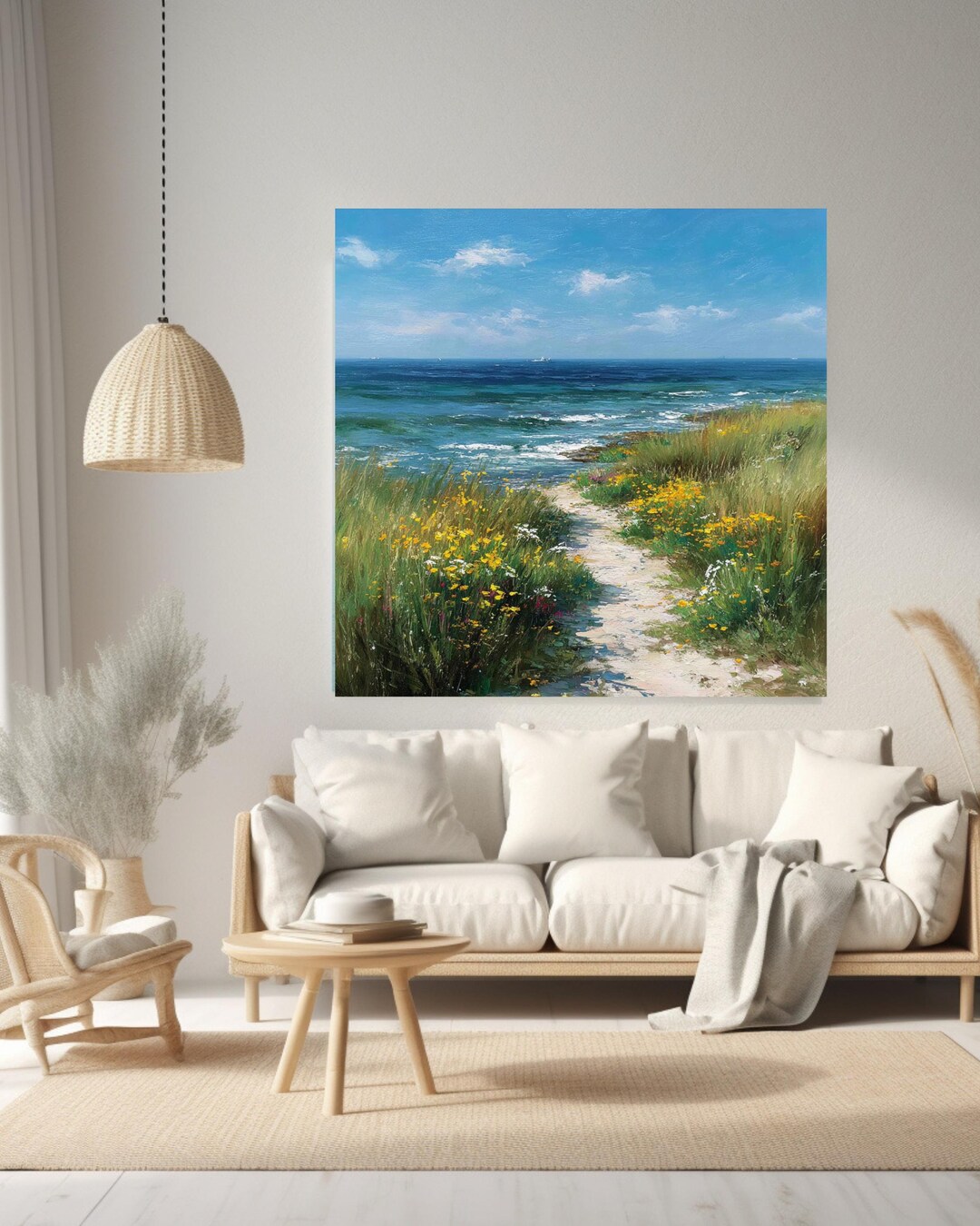 Monet-inspired Coastal Path Print: Impressionist Wildflower Seascape - Etsy
