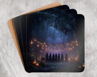 Halloween Hexen Untersetzer Set: Spooky Fall Barware Decor