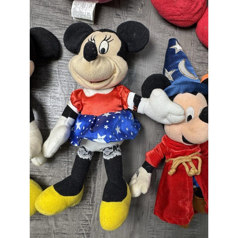 Vintage Disney Lot of 8 Stuffed Plush Various Sizes Mickey Mouse Minnie Bow image 8