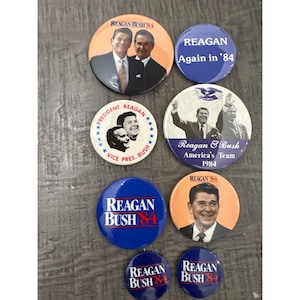 Vintage Reagan Bush 84 Campaign Button Pin back Lot Ronald Reagan America lot #2 image 1