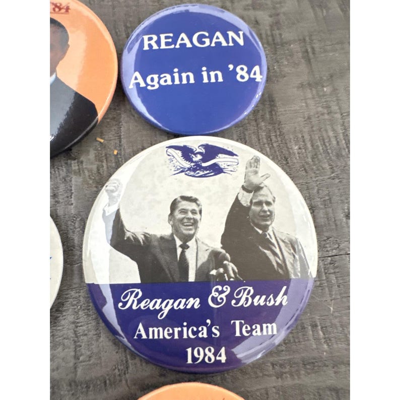 Vintage Reagan Bush 84 Campaign Button Pin back Lot Ronald Reagan America lot #2 image 3