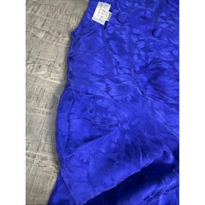 Vintage Adrianna Papell 80s Blue Print Pleated Silk Midi Dress Sz 16 No Belt image 6