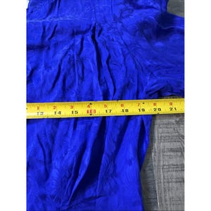 Vintage Adrianna Papell 80s Blue Print Pleated Silk Midi Dress Sz 16 No Belt image 5
