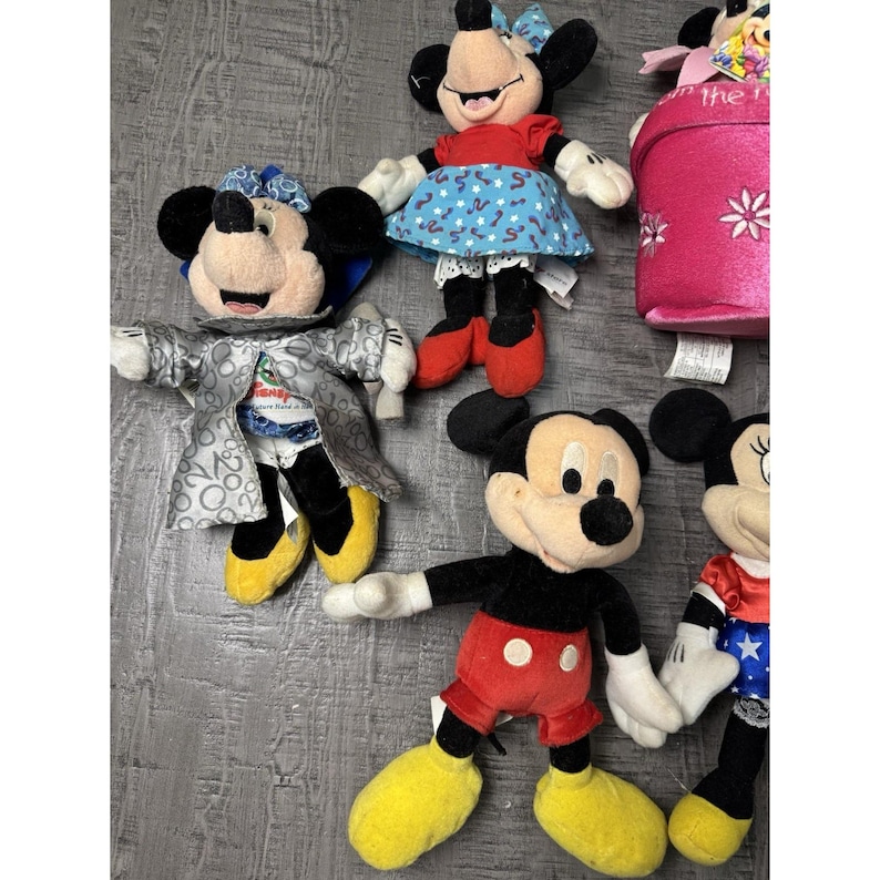Vintage Disney Lot of 8 Stuffed Plush Various Sizes Mickey Mouse Minnie Bow image 2