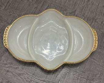 ファイヤーキングゴールドトリムレリシュディシュ ☆ファイヤーキング レリッシュトレイ ゴールドトリム 22K プレート 皿