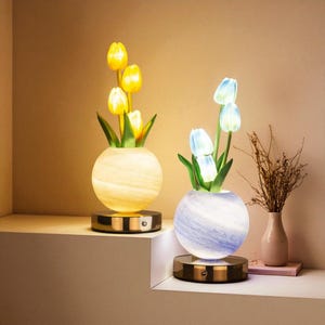LED Tulip Bouquet Night Light Table Lamp, Dreamy Planet Flower Bedside Mood Light, Spring Summer Easter Mother's Day Gift Home Decor USA UK
