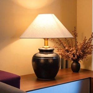 Wabi-Sabi Style Bedside Lamp Japanese Ceramic Table Lamp for Living Room, Retro Nostalgic Bedroom Lighting, Unique Home Decor, Spring Gift