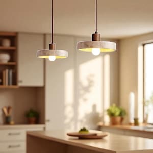 Modern Stone Pendant Light for Kitchen Island, Dining Room, Bedroom Decor | Minimalist Lighting Fixture | Housewarming Gift for USA UK EU