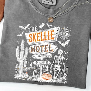 Comfort Colors Skellie Motel Shirt: Spooky Season Halloween Tee