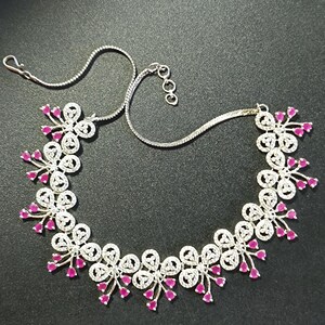 CZ Diamond Bridal Necklace Set, Silver Plated Wedding Jewelry