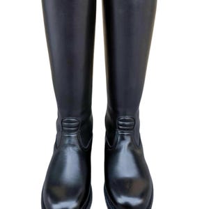 Handmade Black Leather Tall Riding Boots – Custom Men’s High Calf Motorcycle Boots – Equestrian & Military Style Footwear