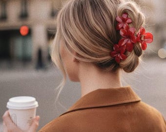 Pince cheveux fleur, pince à cheveux résine femme, pince crabe fleurs, accessoire cheveux élégant, idée cadeau femme