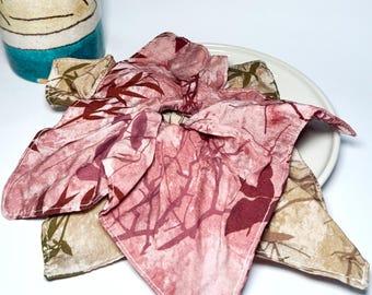 Elastico per capelli quadrato in cotone con stampa botanica: taglia XL