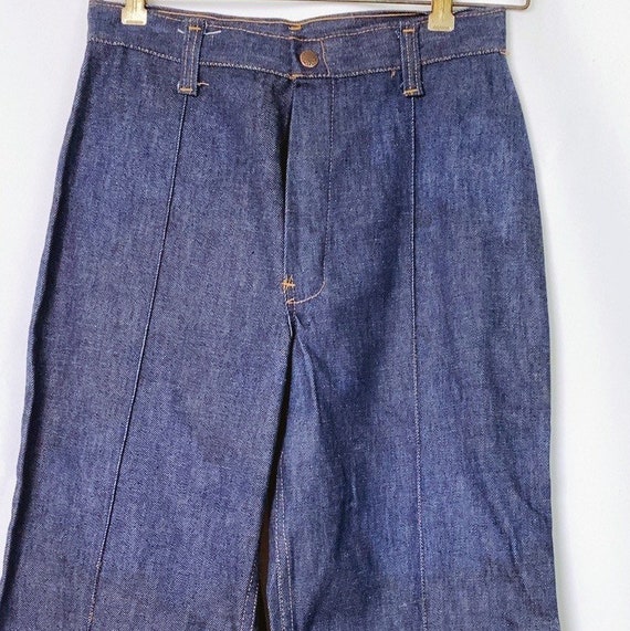 Vintage 70s Bell bottom wide leg dark jeans womens high | Etsy