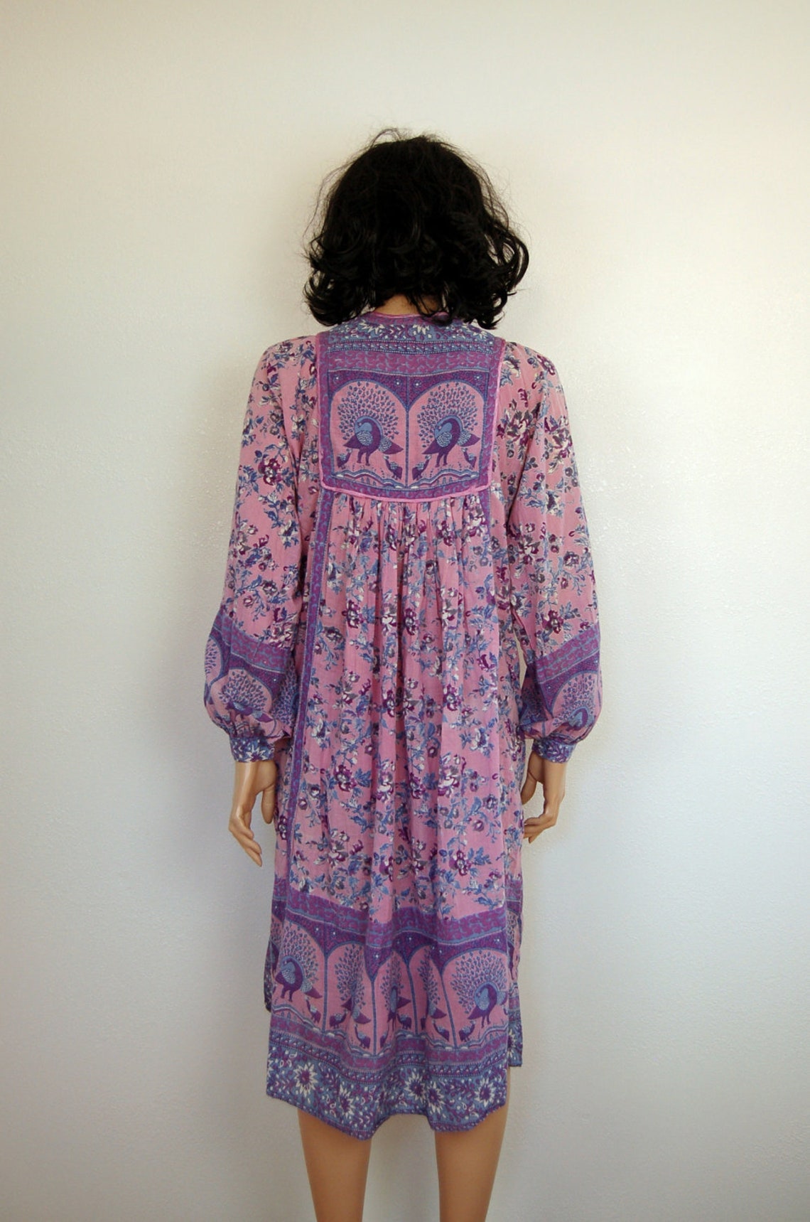 70s Vintage Indian Gauze Hippie Festival Dress S M Etsy