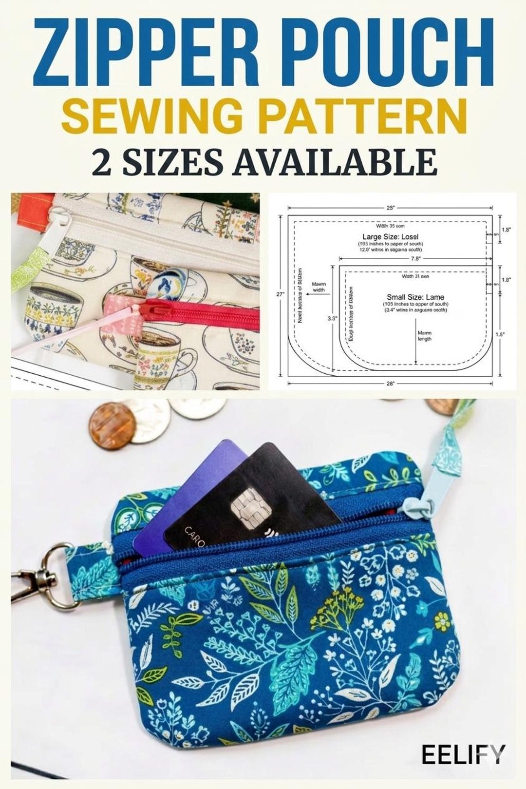Easy Zipper Pouch Sewing Pattern: 2 Sizes PDF – Beginner Friendly Pouch ...