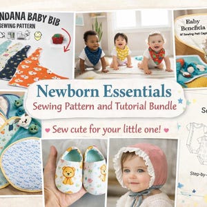 Nyfödda sömnadsmönsterpaket | Baby Essentials Set PDF | Body, Jacka, Inslakan, Haklapp, Mössa