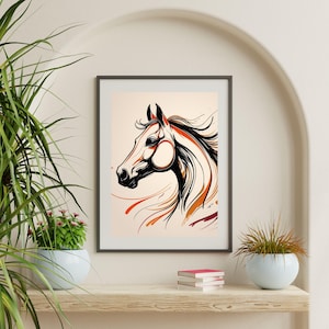 Minimalist Horse Line Art Print: Abstract Equestrian Wall Decor (Digital Download)
