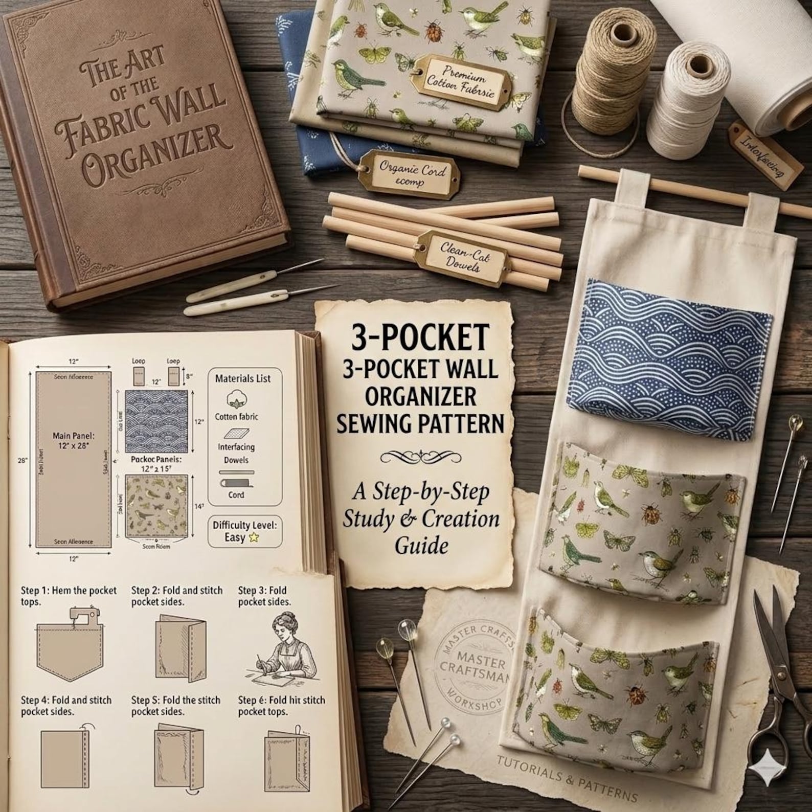 Hanging Organizer Sewing Pattern PDF – Wall Storage Pocket Basket - Etsy