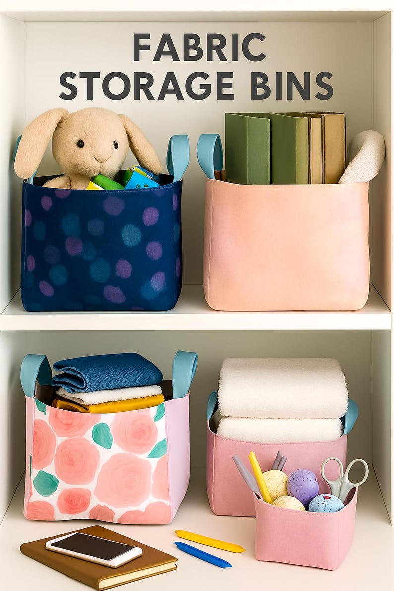 DIY Fabric Storage Bins: 5-size Sewing Pattern & Step-by-step PDF ...