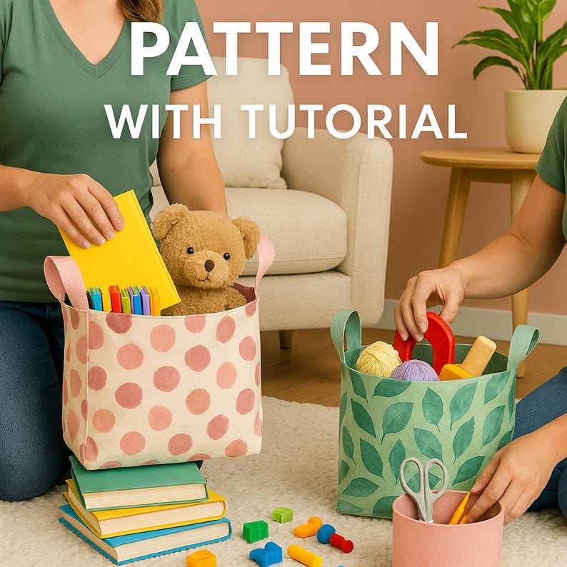 DIY Fabric Storage Bins: 5-size Sewing Pattern & Step-by-step PDF ...
