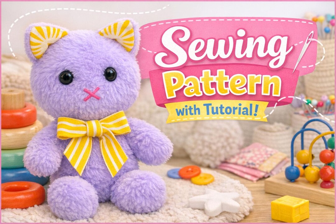 Plush Kitty Sewing Pattern PDF – Mini Stuffed Cat DIY for Beginners ...