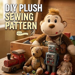 Monkey Sewing Pattern PDF | Muffin the Plushie Tutorial | Stuffed Animal Digital Download | Soft Toy