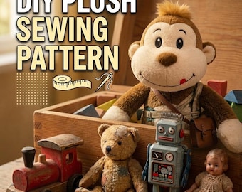 Monkey Sewing Pattern PDF | Muffin the Plushie Tutorial | Stuffed Animal Digital Download | Soft Toy