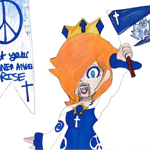 Lord Nicholina Rosalina OC Blue and White Kingdom Banner and Flag Print