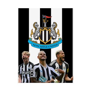 Newcastle United Poster Gordon, Guimarães, Joelinton Wall Art Toon Army Football Fan Print NUFC Black, White Stripes Poster
