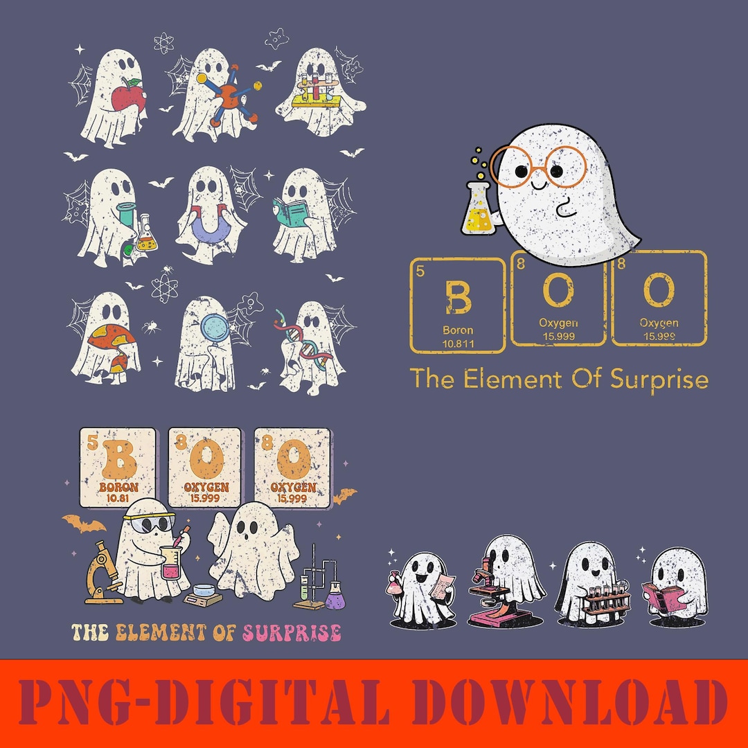 Funny Science Halloween Ghost Design, the Element of Surprise PNG ...