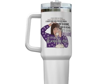Vaso térmico de 1,1 m² con cita divertida de la tía Jackie, estilo retro, de 1,1 m², taza de comedia sarcástica, taza con humor clásico de comedia de situación, regalo para amantes de la televisión.