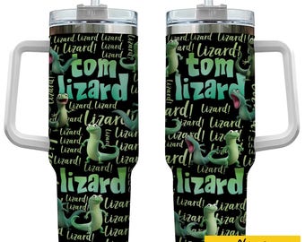 Vaso térmico personalizado de 1,2 litros con diseño de lagarto: taza aislante con nombre de reptil personalizado, regalo divertido para amantes de los lagartos, taza de viaje grande.