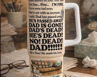 Vaso Roseanne Tía Jackie Papá Muerto 40oz, Taza con Frase Divertida de Serie de TV, Regalo para Fans de Sitcoms, Vaso Retro de Comedia, Regalo para Mamá