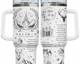 Vaso con diseño de ciudad estrellada de fantasía, taza con ciervo de montaña celestial, regalo para amantes de los libros, taza de viaje estética.