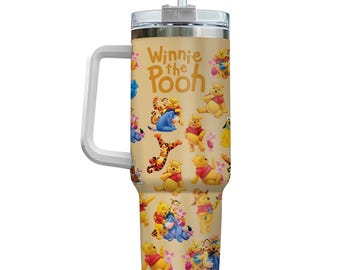 Vaso térmico de Winnie the Pooh de 1,2 litros, taza de viaje con diseño de Pooh, vajilla inspirada en Disney, regalo ideal para amantes de los dibujos animados.