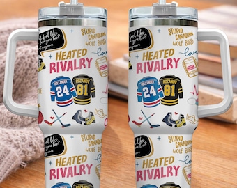 Vaso térmico de 1,2 litros (40 oz) con diseño de rivalidad acalorada, regalo para aficionados al hockey y romance, vaso térmico Hollander Rozanov Wrap, taza de viaje isotérmica con asa.