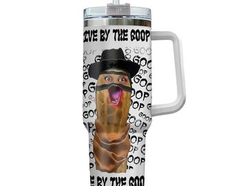 Divertido vaso Goop Peanut Live By The Goop Die By The Goop de 1,1 litros, taza con meme humorístico, taza de viaje con cita original.