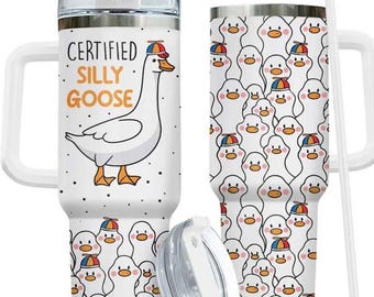 Vaso Silly Goose certificado, taza divertida de ganso, taza con lindo diseño de pato, regalo humorístico, taza de viaje con animales kawaii
