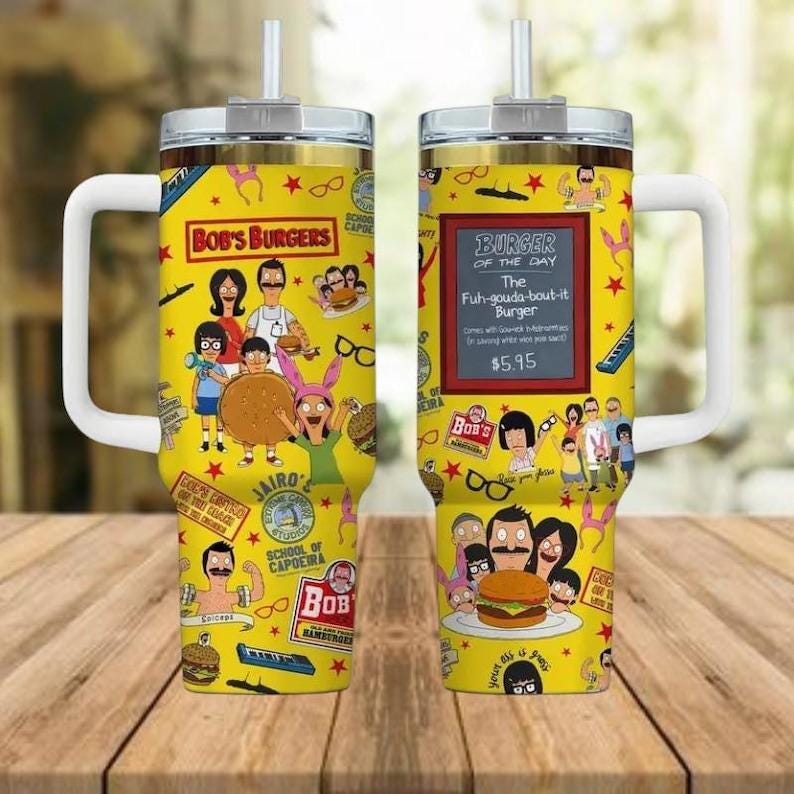 Discover Bobs Burgers 40oz Tumbler, Cartoon Family Tumbler, Burger of the Day Design, Funny TV Show Gift