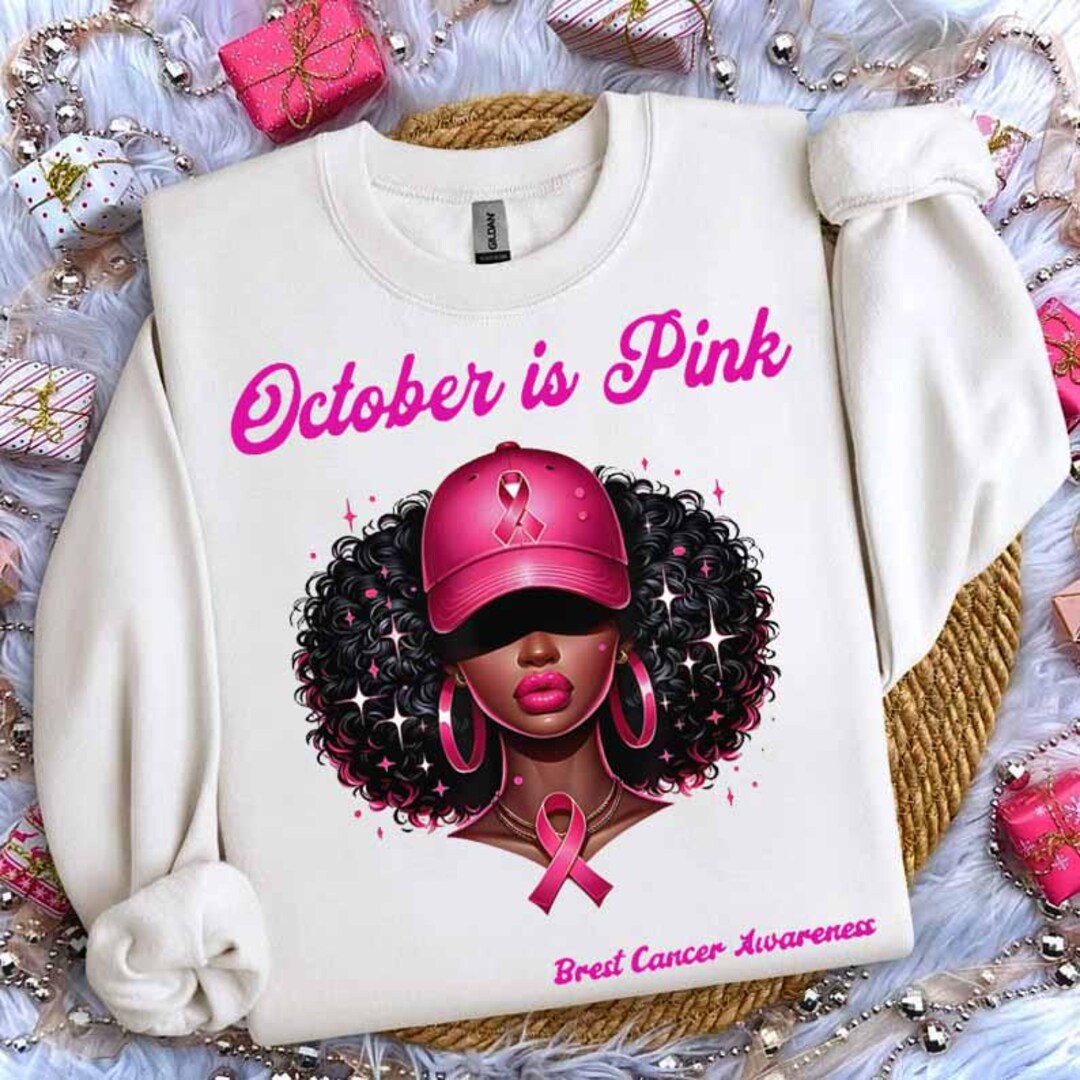 October is Pink PNG, Black Girl Magic Breast Cancer Awareness (digital ...