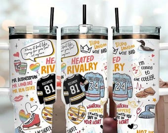 Vaso térmico de hockey con temática de rivalidad acalorada, regalo para aficionados a la camiseta de Rozanov 81, vaso térmico delgado con asa con frases de amor al hockey sobre hielo.
