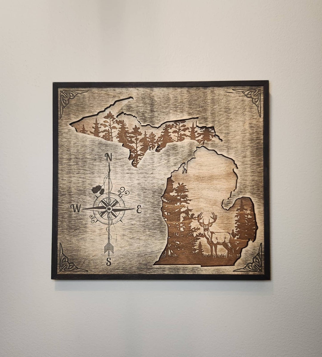 Deer and Michigan Layered Wood Sign - Etsy
